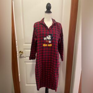Vintage‎ Disney store nightgown medium flannel plaid Mickey Mouse pjs kidcore
